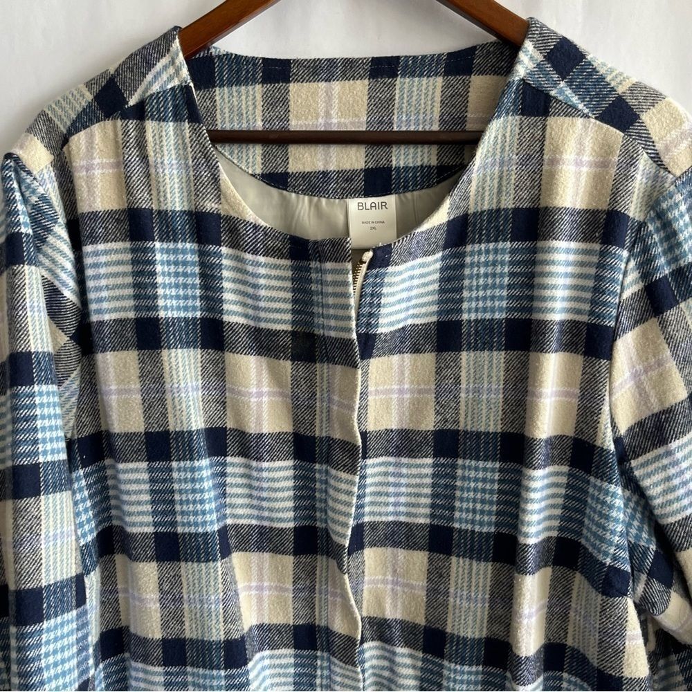 Blair Blue Tan & White Plaid Coat - Picture 3 of 10